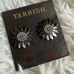 Tarnish brand women owned crystal flower post earrings NEW